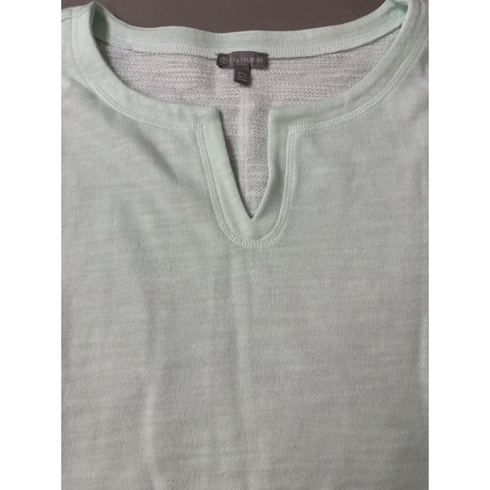 T By TALBOTS Womens Size P2XL Top Blouse Shirt Light Green Cotton Blend NWOT - Picture 3 of 12